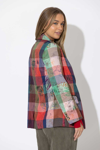 Bold Check Wrap Blazer