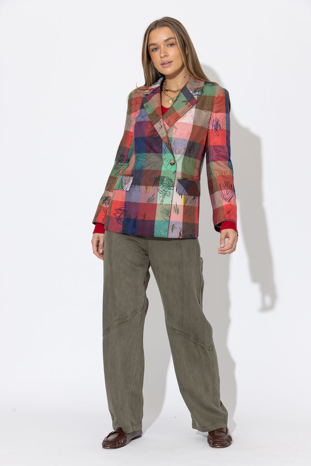 Bold Check Wrap Blazer