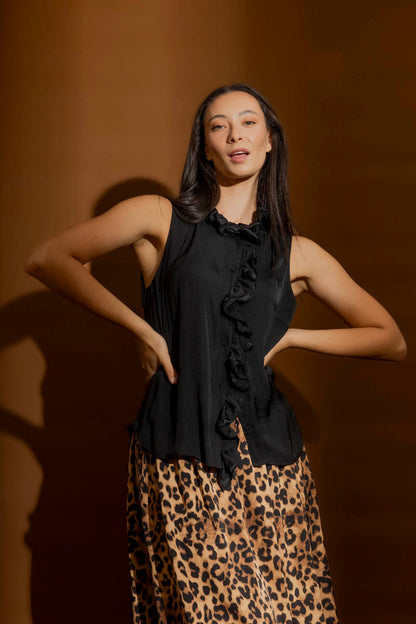 Black Double Ruffle Cami