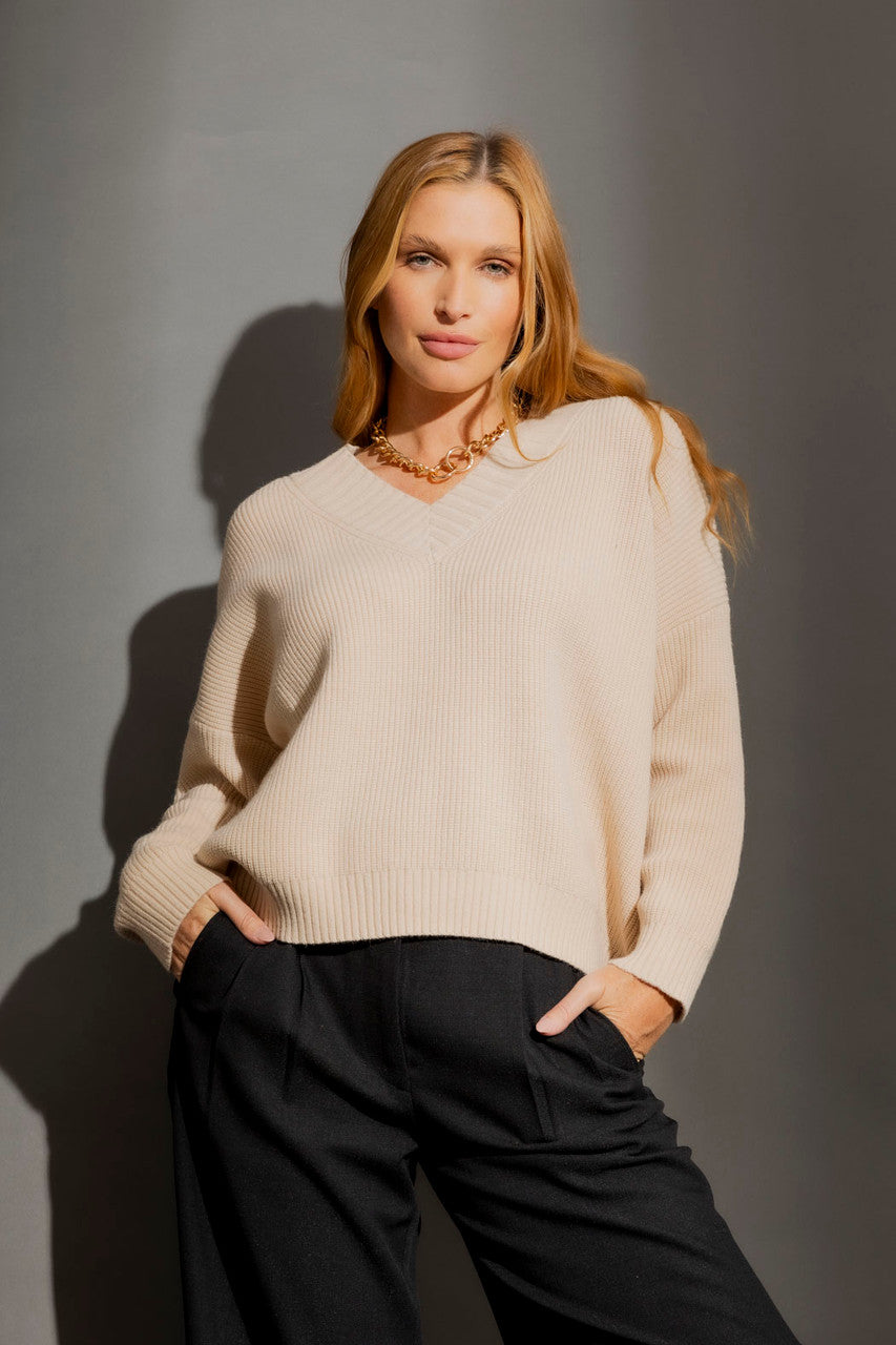 Champagne Slouch V-Neck Jumper Champagne S/M
