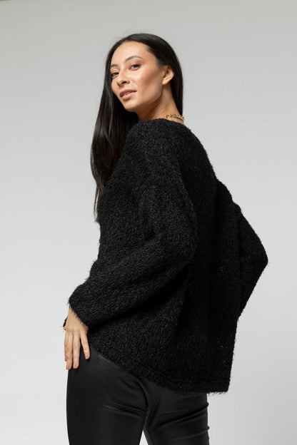 Black Fluffy Pocket Cardi
