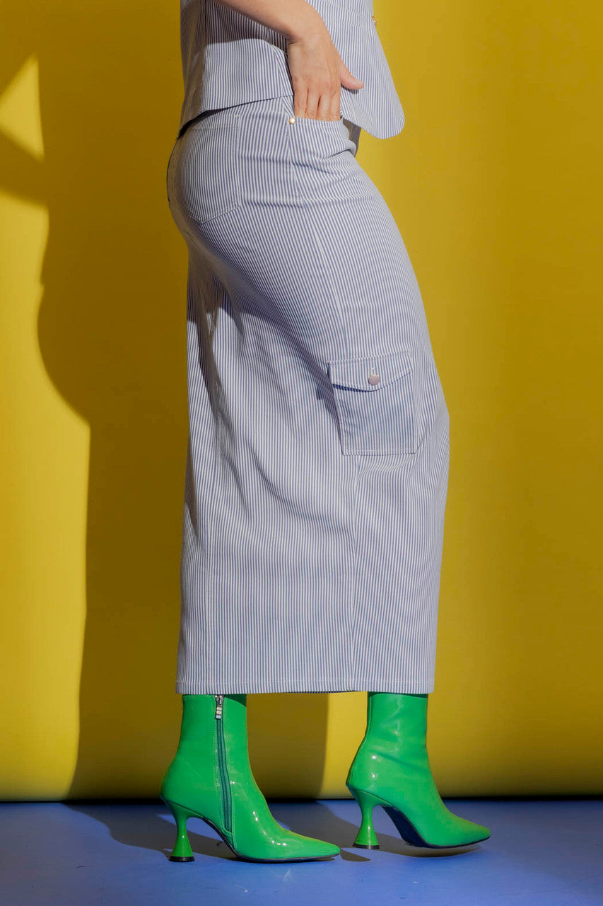 Blue Stripe Cargo Skirt Blue Stripe