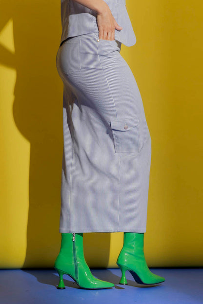 Blue Stripe Cargo Skirt Blue Stripe