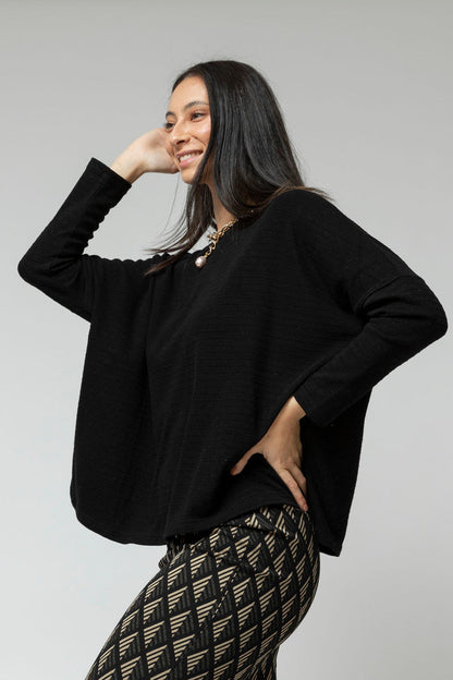 Black Ava Crew Neck Jumper