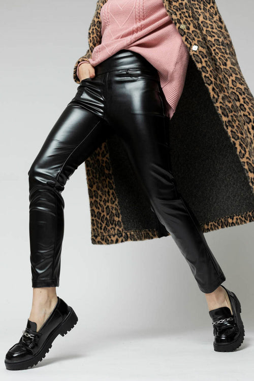 Black Vegan Leather Easy Jean- Sale