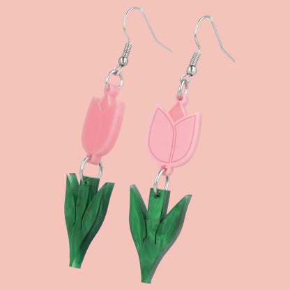 Tiptoe Through the Tulips Earrings (Pink)