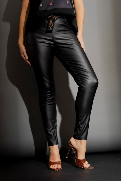 Black Waxed Pull On Pant