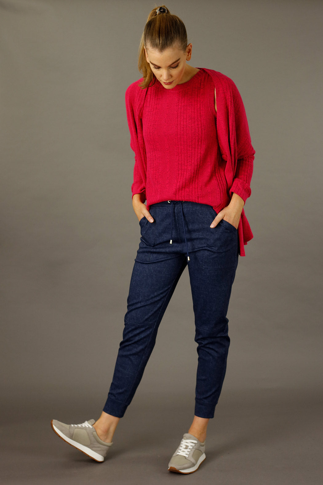 Blue Denim Ponte Jogger - FINAL SALE