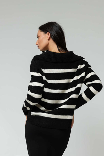 Black Ivory Chunky Stripe Knit