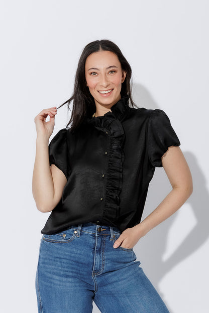 Black Ruffle Blouse