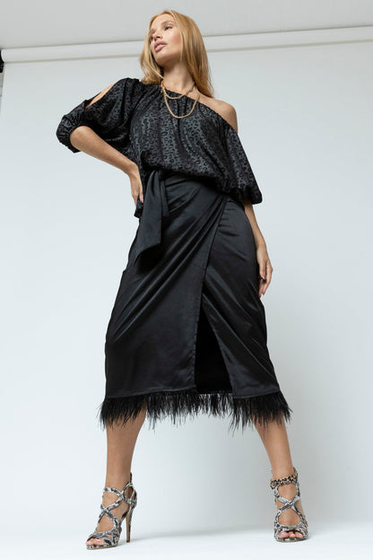 Black Animal Chambray Balloon Top - Sale
