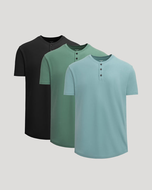 Heavyweight Curved Hem Henley 3-Pack