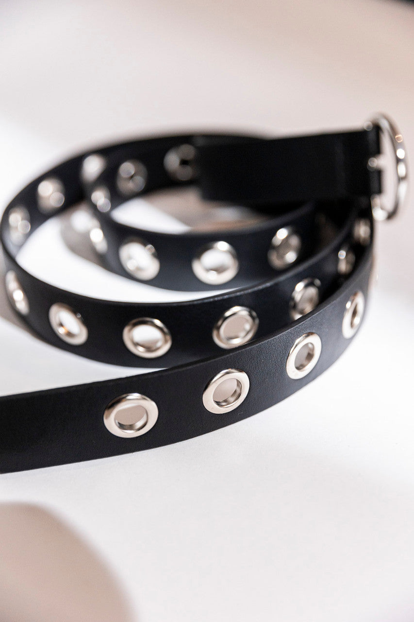 Black/Silver Ring Belt