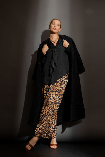 Black Silky Tie Blogger Shirt