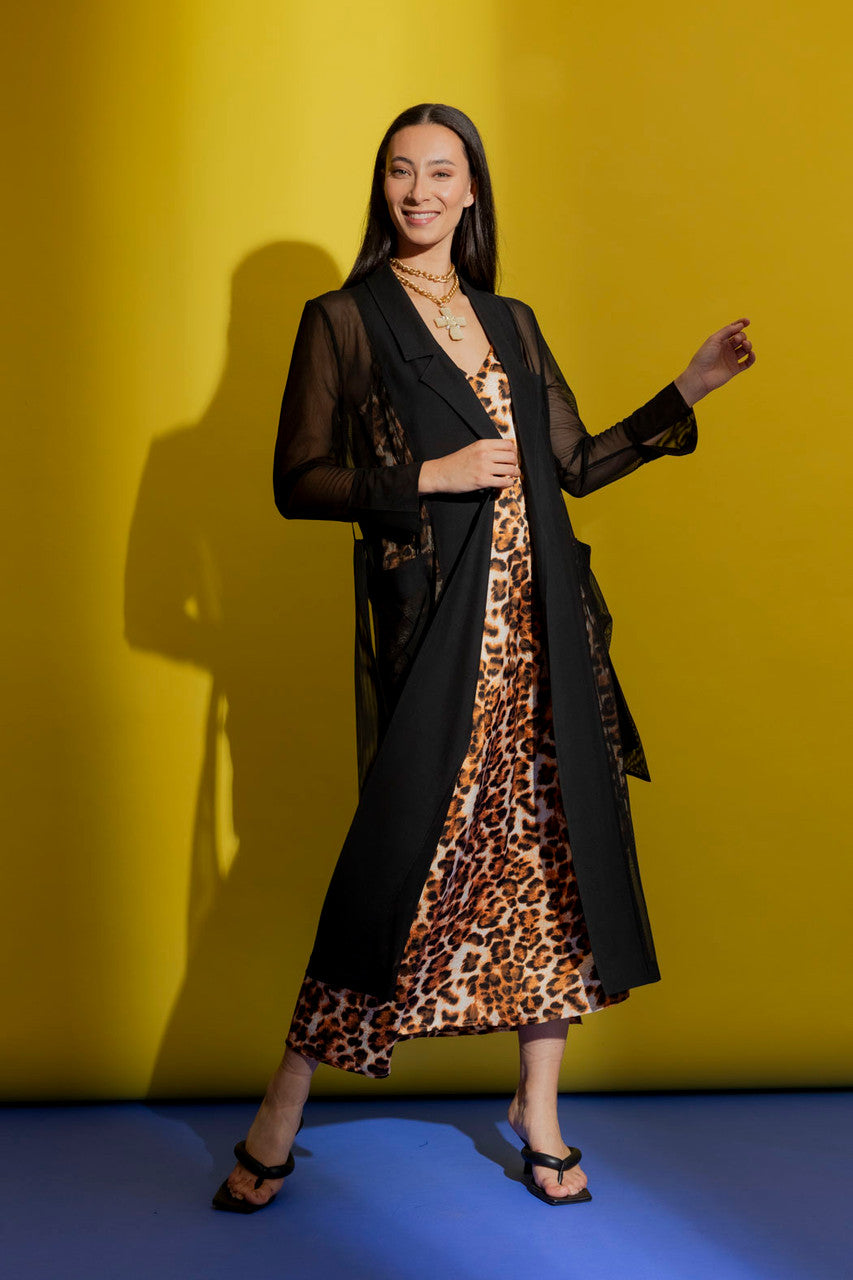 Black Mesh Trench Coat