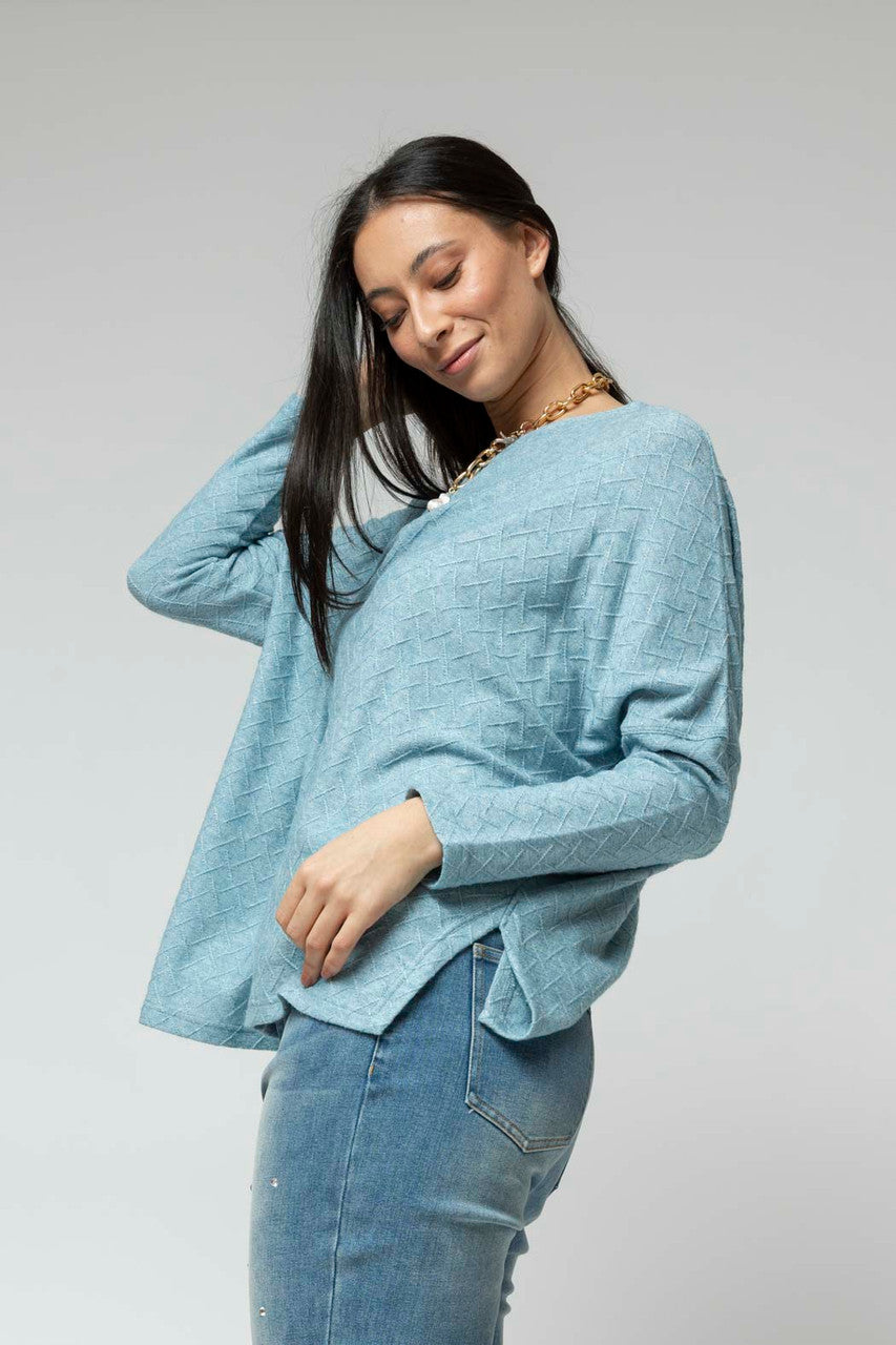 Blue Lurex Crew Neck Jumper- Sale
