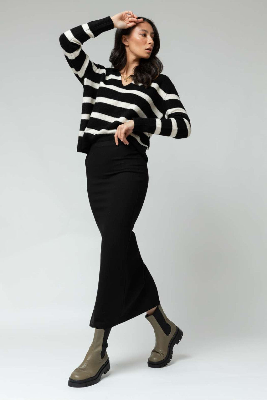 Black Ivory Chunky Stripe Knit