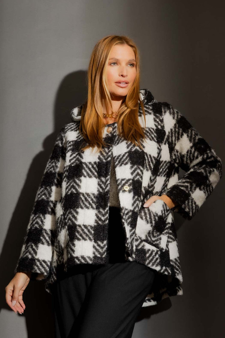 Black/White Hood Swing Coat