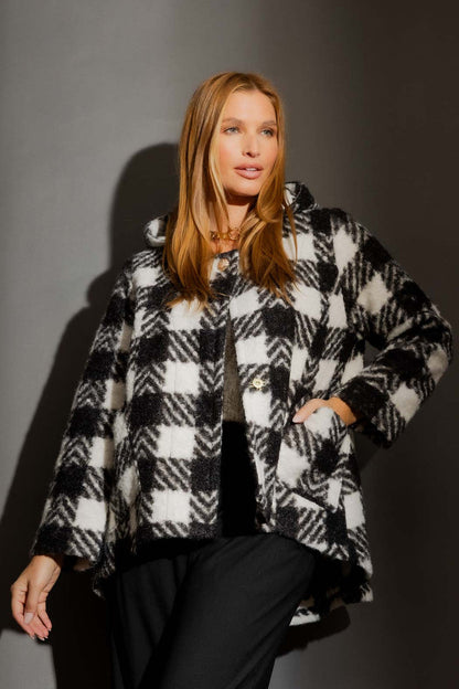 Black/White Hood Swing Coat
