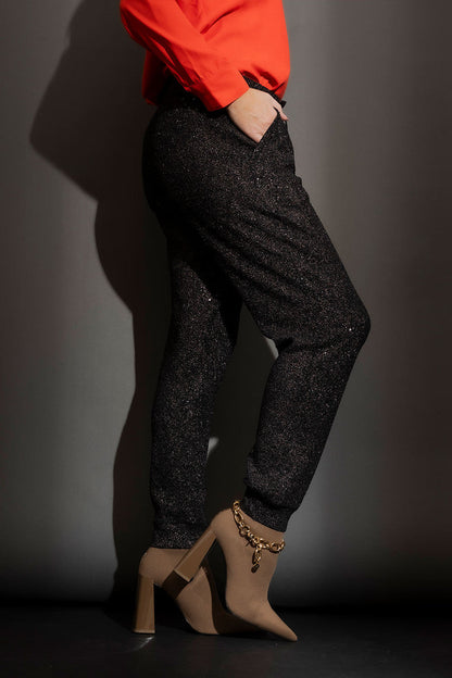 Bronze Lurex Pull On Jogger