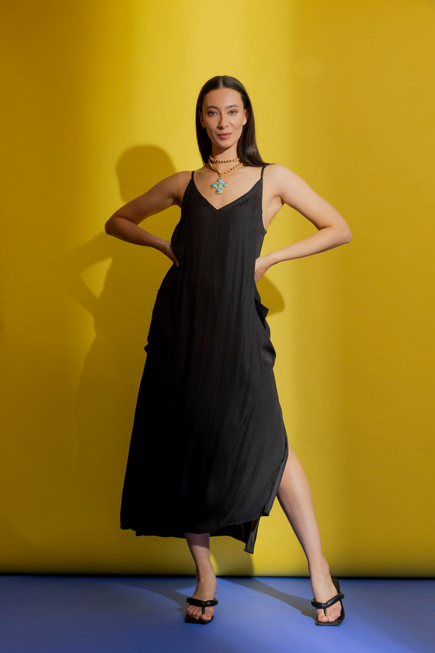 Black Stappy Pocket Dress